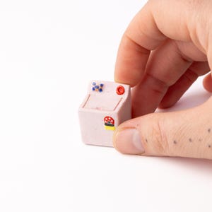 Handmade Miniature Pink Ceramic Washing Machine Sculpture, Whimsical Art Object