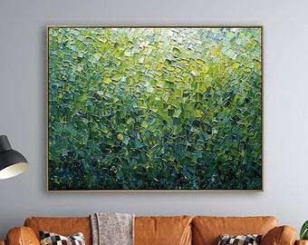 Hand Painted Sunset Lake Landscape Oil Painting, Impasto Abstract Nature Canvas Wall Art