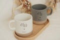Personalized wooden tray with engraved cups | Wedding gift set for Mr. and Mrs. | Bride and Groom | Mister and Miss product logo