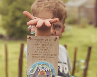 Schulkind 2026 Einschulung GeschenkideeI Kitakind I positive Affirmation Holzschild Ich bin ... I Mutmacher Elefantenholz