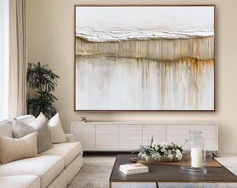 Getextureerd abstract olieverfschilderij | Minimalistische canvaskunst in aardetinten