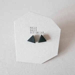 Geometric Black Matte Triangle Jesmonite Earrings | Minimalist Handmade Silver Studs Unisex Jewelry