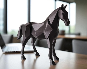 Geometric Horse Sculpture | Modern 3D Printed Statue