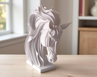 Modern 3D Printed Horse Sculpture | Minimalist Horse Bust Decor | Contemporary Farmhouse & Equestrian Home Accent