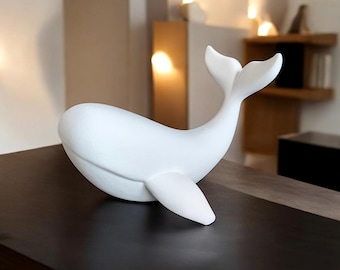 3D Printed Whale Sculpture | Modern Coastal Home Decor