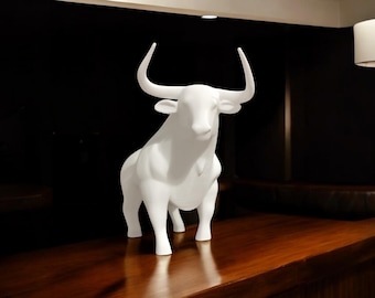 Modern Minimalist Bull Sculpture | 3D Printed Bull Statue