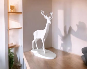 Modern Stag Deer Sculpture | 3D Printed Deer Decor
