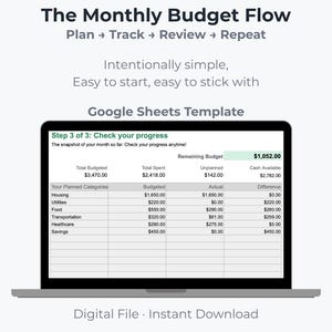 Plantilla de presupuesto mensual simple en Google Sheets - Presupuesto mensual  y Seguimiento de gastos