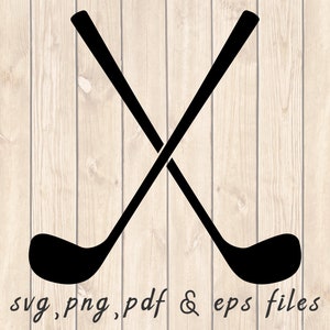 Crossed Golf Clubs Silhouette SVG PNG PDF Craft Cutting File