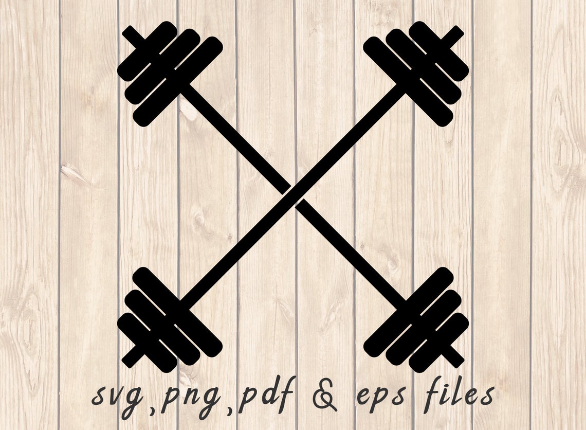 Crossed Barbells Silhouette SVG PNG PDF Craft Cutting File Etsy