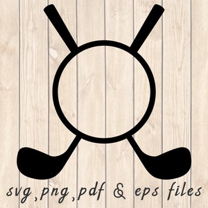 Crossed Golf Clubs Monogram Frame SVG PNG PDF Craft Cutting File