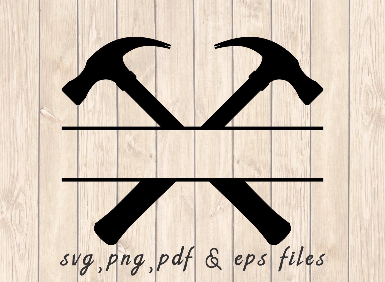 Crossed Hammers Split Name Frame SVG PNG PDF Craft Cutting Etsy