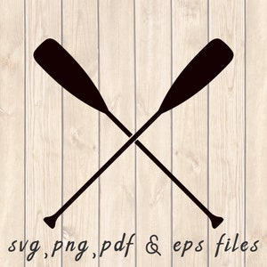Crossed Canoe or Kayak Boat Paddles SVG PNG PDF Craft Cutting File
