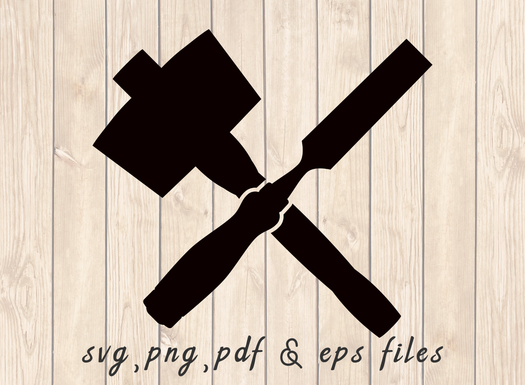 Crossed Mallet and Chisel SVG PNG PDF Craft Cutting File Etsy