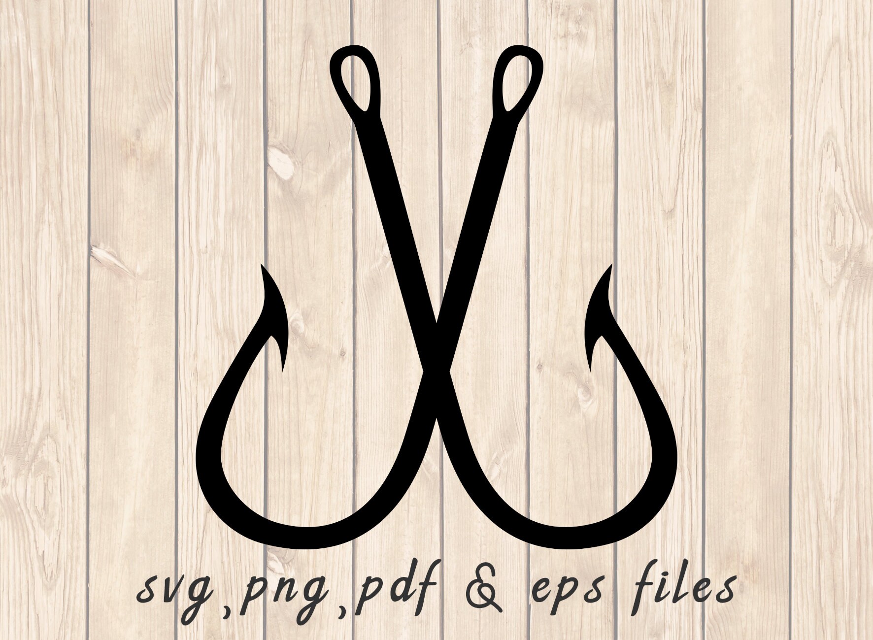 Crossed Fishing Hooks Silhouette SVG PNG PDF Craft Cutting File Etsy