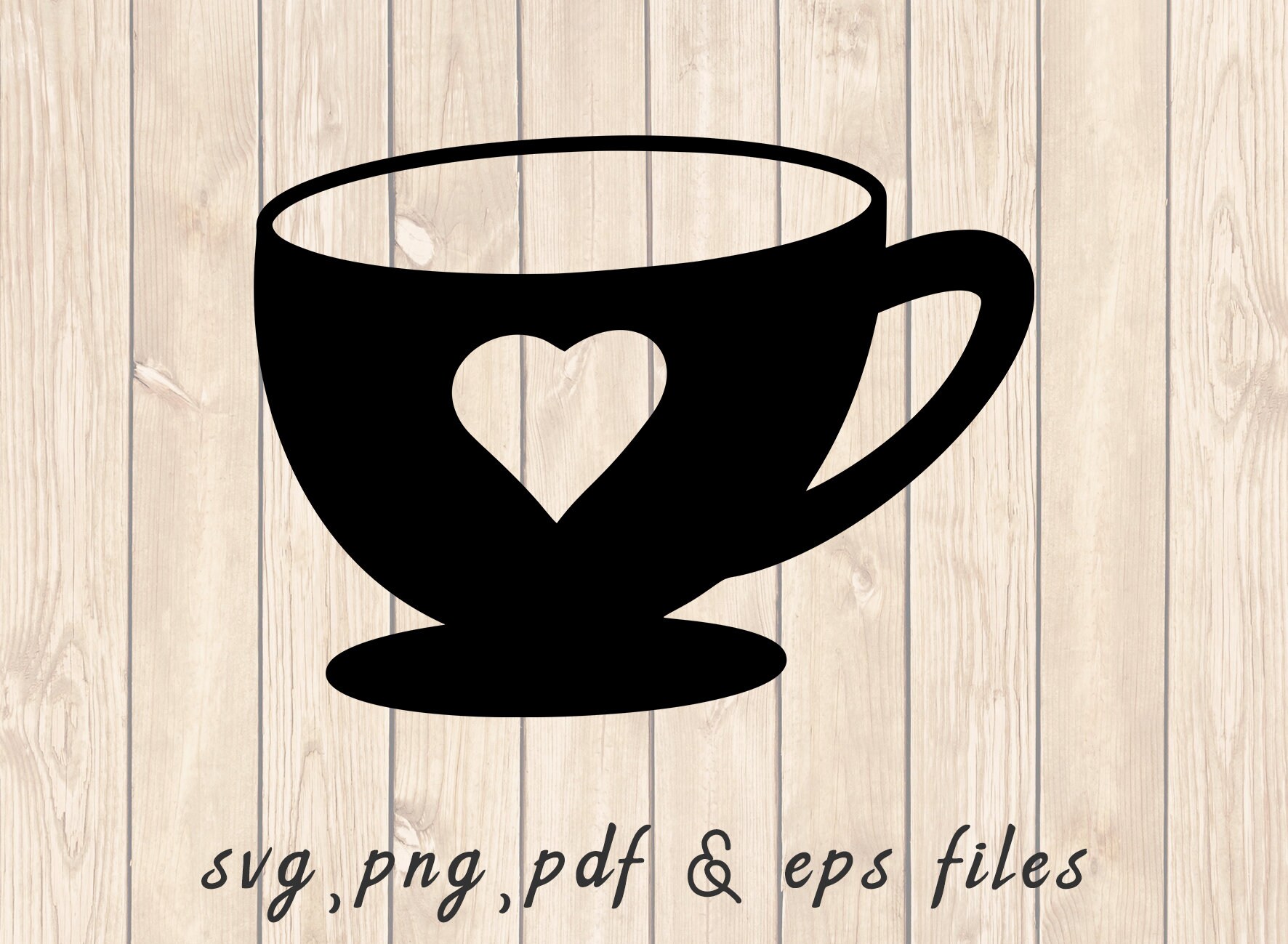 Hand Drawn Love Heart Coffee Cup SVG PNG PDF Craft Cutting File Etsy UK