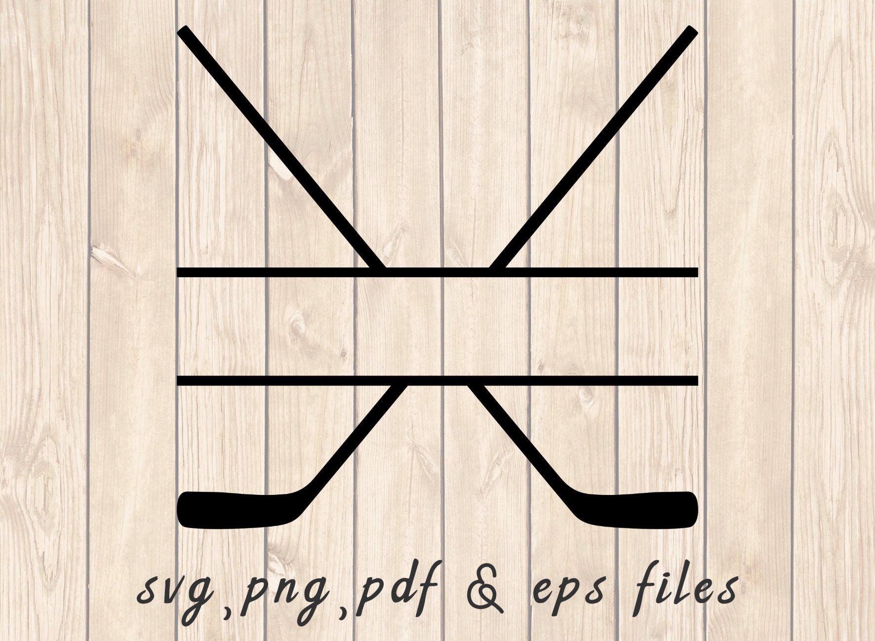 Crossed Ice Hockey Sticks Split Name Frame SVG PNG PDF Craft Etsy
