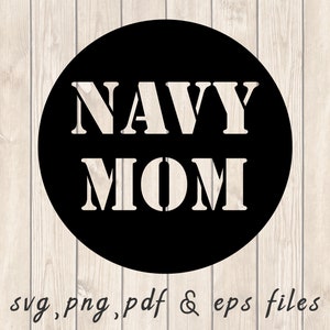 Round Navy Mom SVG PNG PDF Craft Cutting File