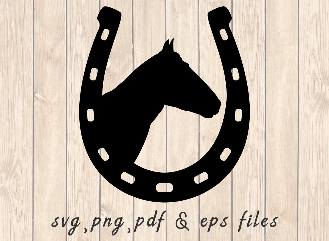 Horseshoe Horse Head Silhouette SVG PNG PDF Craft Cutting File Etsy