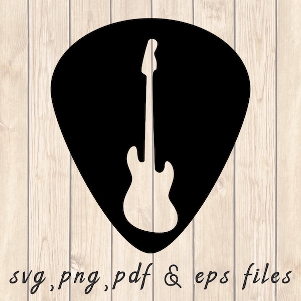 Bass Guitar Pick SVG PNG PDF Craft Cutting File