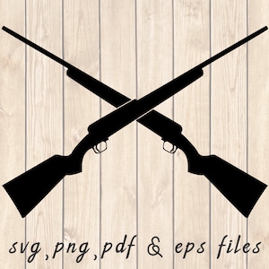 Fusiles de caza cruzados Silueta SVG PNG PDF Craft Cutting File