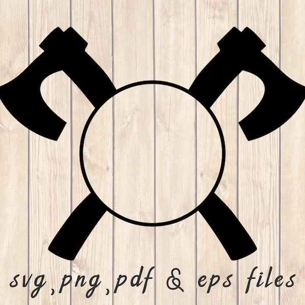 Viking Axe Monogram Frame SVG PNG PDF Craft Cutting File