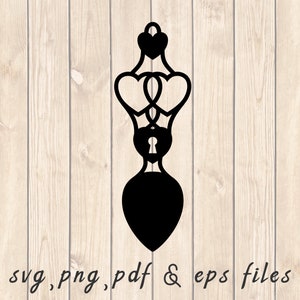 Gekoppelde Harten Welsh Love Spoon SVG PNG PDF Craft Cutting File