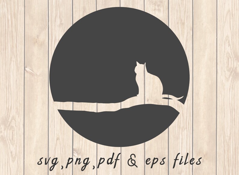 Cat on Branch Silhouette SVG PNG PDF Craft Cutting File Etsy UK