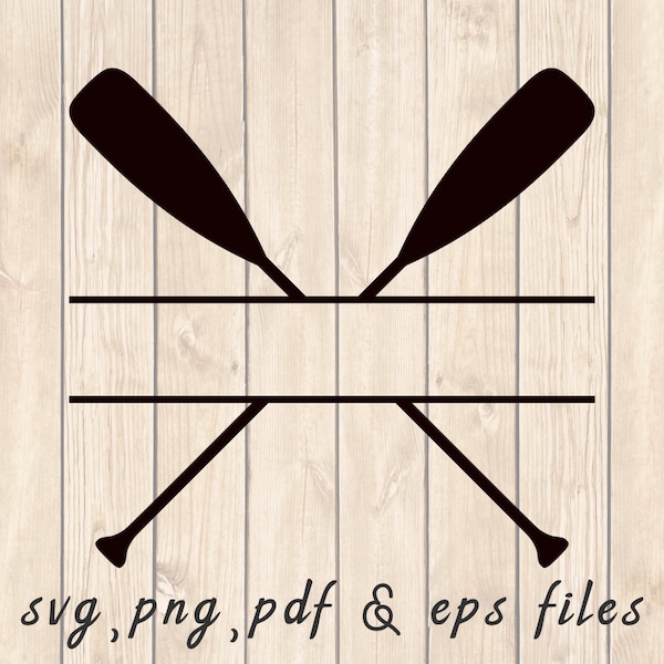 Crossed Paddles Split Name Frame SVG PNG PDF Craft Cutting File