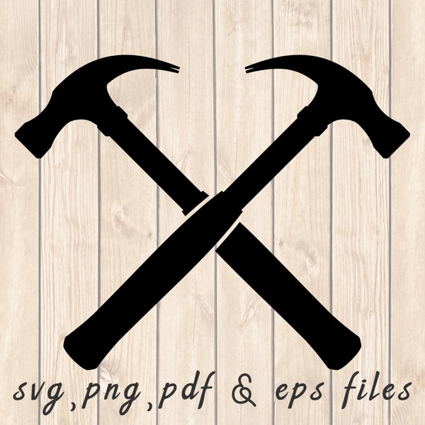Crossed Hammers SVG PNG PDF Craft Cutting File