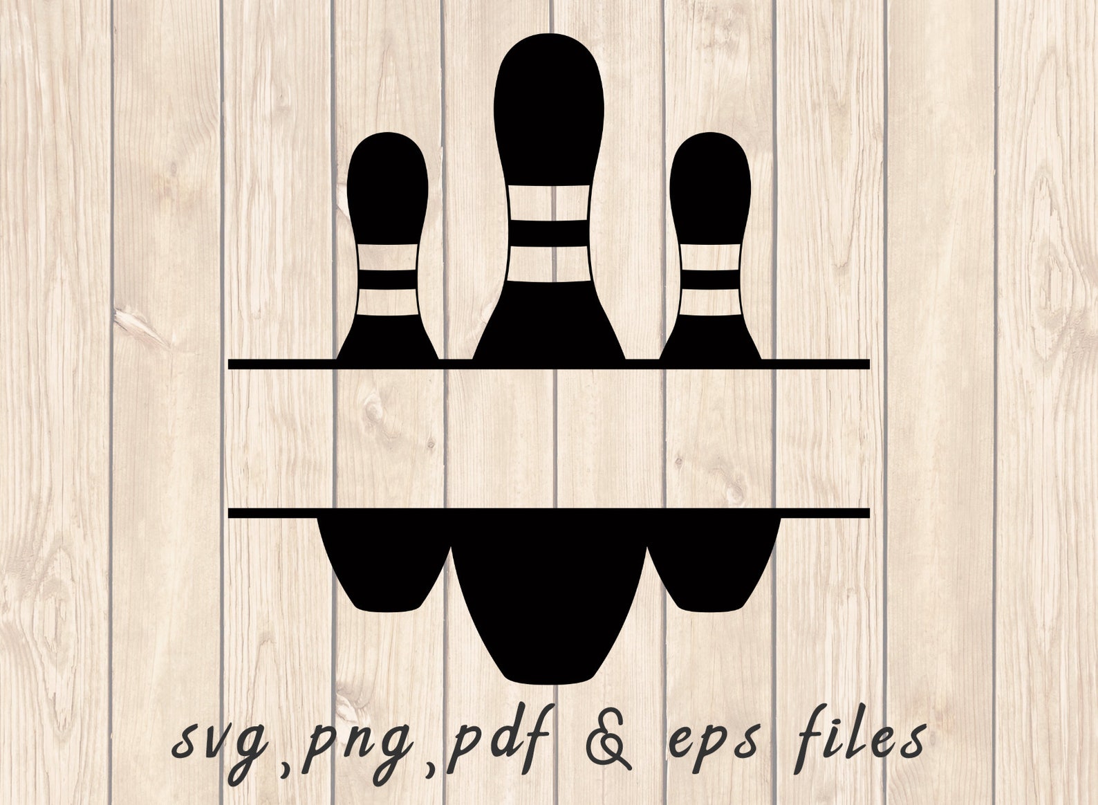 Bowling Pin Split Name Frame SVG PNG PDF Craft Cutting File Etsy