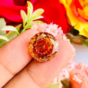 Pristine !! Orange High Quality Sapphire Gemstone Pendant Size Round Shape Size-17x17x12MM Carat-45.65 and Extra gift