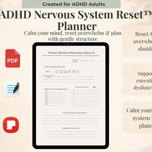 ADHS Planer Printable | Nervensystem Zurücksetzen Burnout Erholung Exekutive Dysfunktion | PDF zum Thema Neuro Psyche