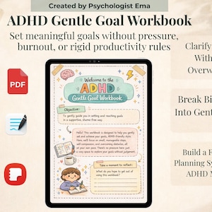 ADHD-planner afdrukbaar | Werkboek neurodivergente doelen stellen | Herstel pdf-executive disfunctie burn-out