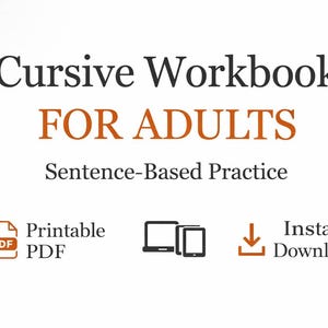 Modern Cursive Workbook for Adults | Printable Handwriting Practice PDF | Sentence-Based Cursive