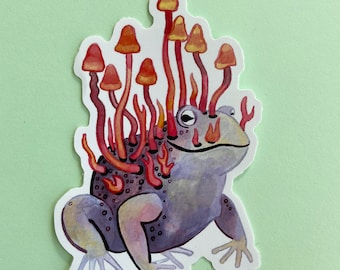 Toad with toadstools sticker