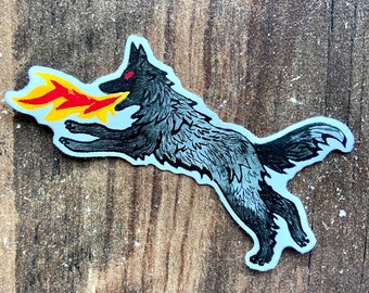 Fire-Breathing Black Dog Vinyl Sticker