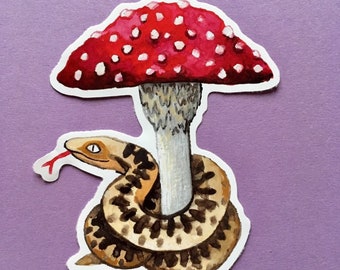 Snake and Mushroom Large Vinyl Sticker