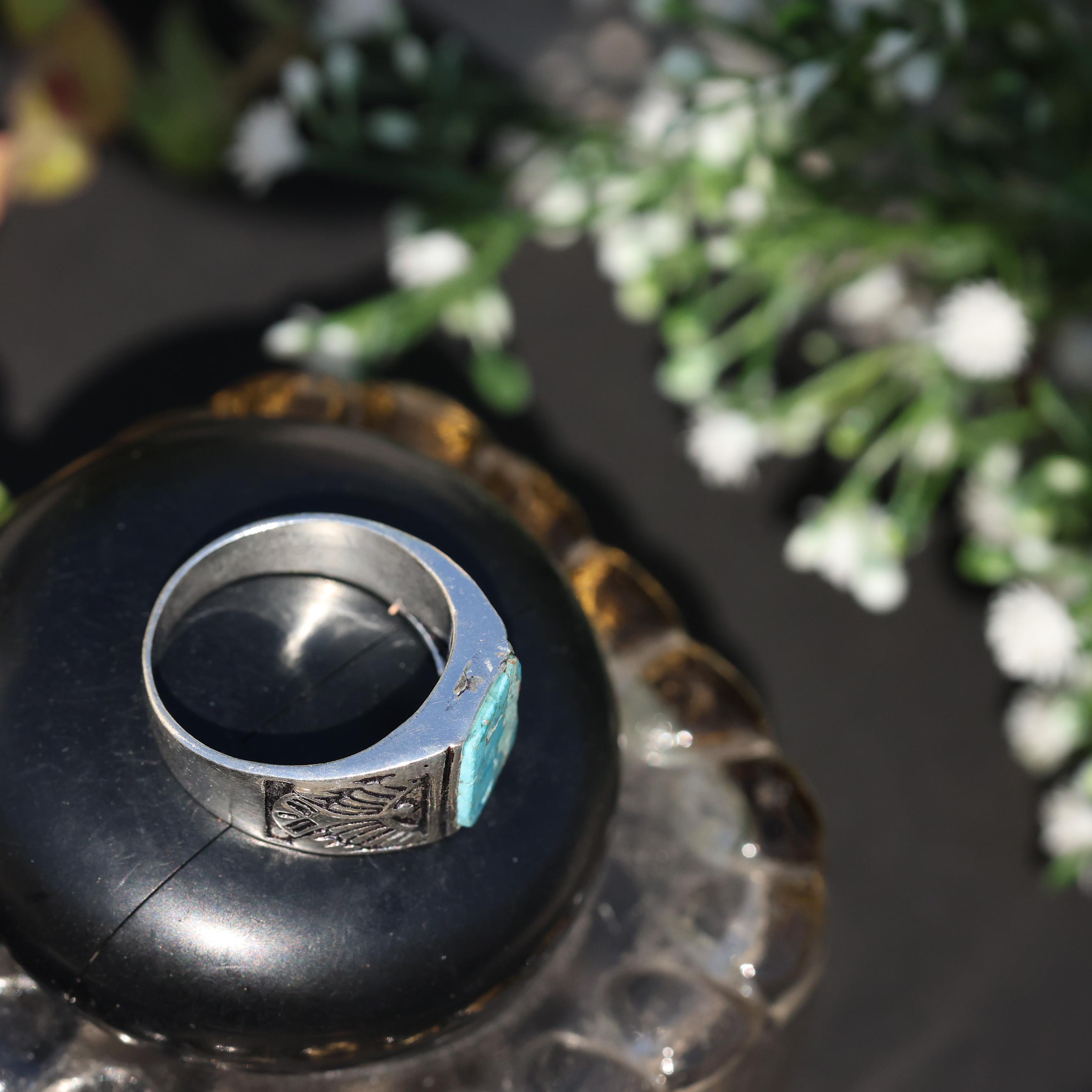925 Sterling Silver Turquoise Men’s Ring – Handmade Tribal Statement ...