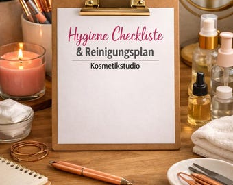 Hygieneplan Kosmetikstudio PDF | Hygiene Checkliste Beauty Studio | Reinigungsplan Vorlage | Studio Organisation Printable