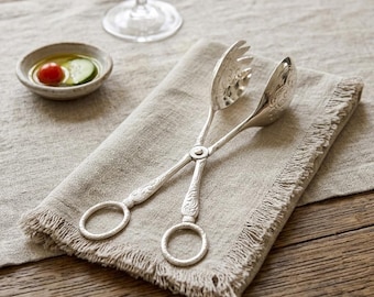 Vintage English EPNS Silverplate Salad Tongs Ornate Scissor Serving Utensil Cottage Table Decor