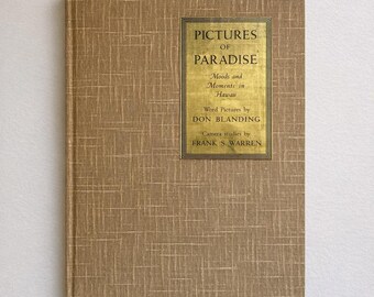 Libro de fotos antiguas de 1937 de Paradise Hawaii, de Don Blanding y Frank Warren, con fotografías de viajes y libros de mesa.
