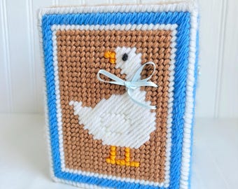 Vintage 80’s country goose tissue needlepoint / cross stitch box cover