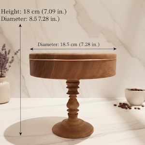 Walnut Wood Cake Stand with Copper Detail | Handmade Solid Pedestal | Chemical-Free Natural Serving Platter