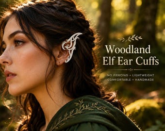 Woodland Elf Ear Cuffs | 3D Printed Fantasy Cosplay Accessories | Lightweight Elven Ears