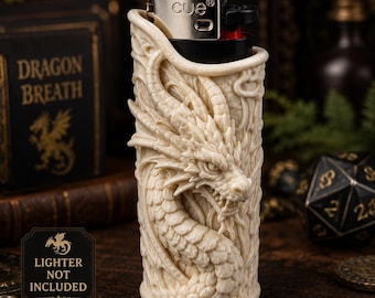 Dragon Lighter Case, 3D Printed Fantasy Lighter Holder, Ivory Dragon Sleeve, Gothic Pocket Accessory, Lighter Not Included
