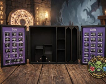 3D Printed RPG Character Tracker Dice Vault, DND Tabletop Game Accessory