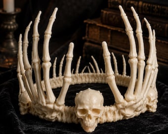 3D Printed Gothic Bone Crown, Skull Crown, Witchy Fantasy Tiara, Dark Fairy Renaissance Faire Headpiece
