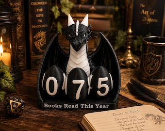 Handmade Dragon Book Tracker, 3D Printed Fantasy Reading Challenge