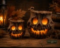 Skull Jack O Lantern Tealight Holder, Woodgrain Halloween Pumpkin, Gothic Skull Lantern, Printed Spooky Fall Decoration, Small or Medium